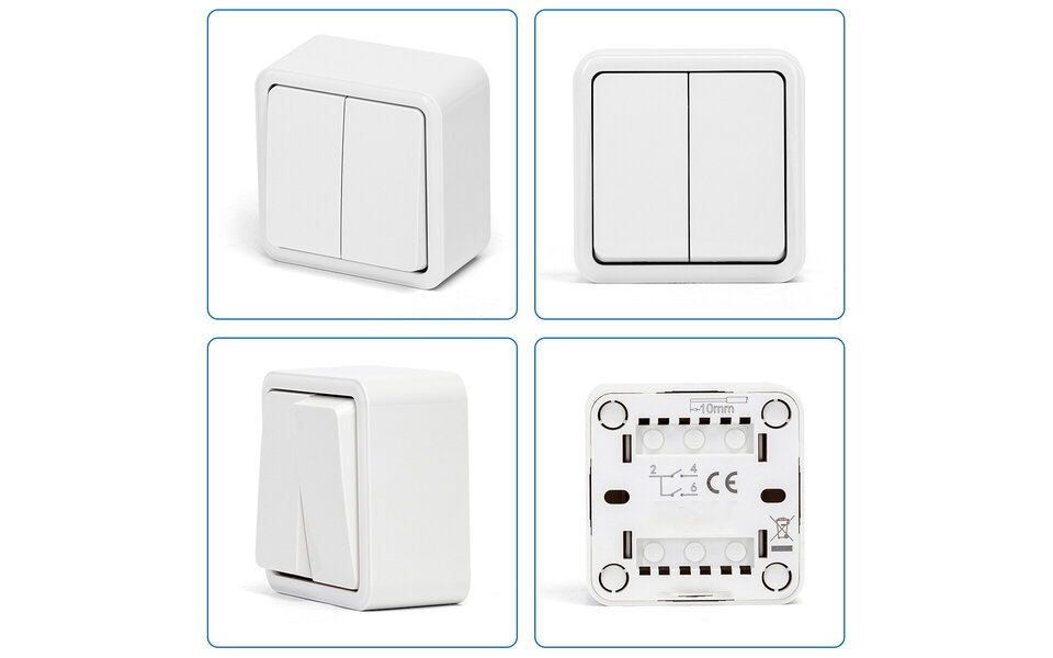 HLW LED Aigi Winy Dubbele Serieschakelaar 2-knops Wit 250V/10A HLW LED Aigi Winy Dubbele Serieschakelaar 2-knops Wit 250V/10A