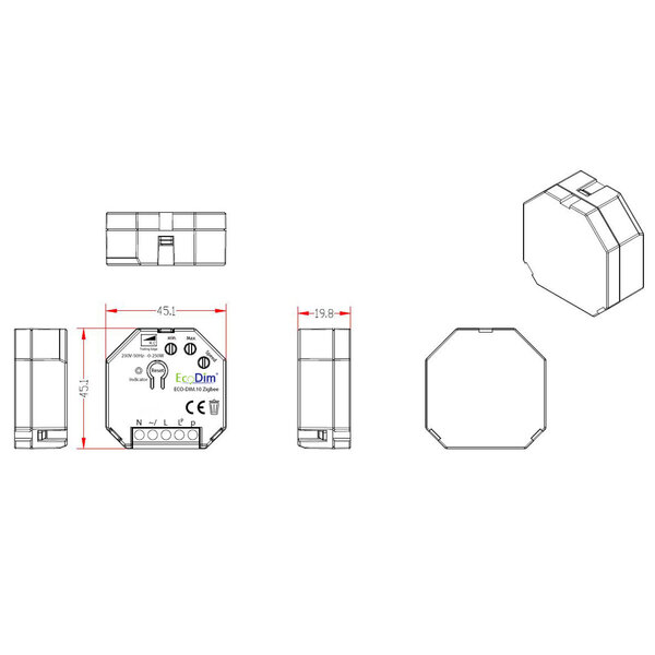EcoDim EcoDim Z-Wave LED Inbouwdimmer 0–250W | Google Alexa