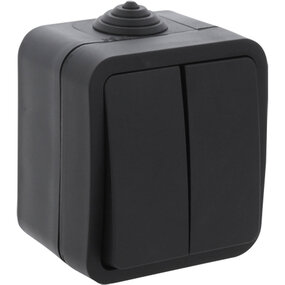 Q-LINK Dubbele Serieschakelaar 2-knoppen Mat Zwart IP54