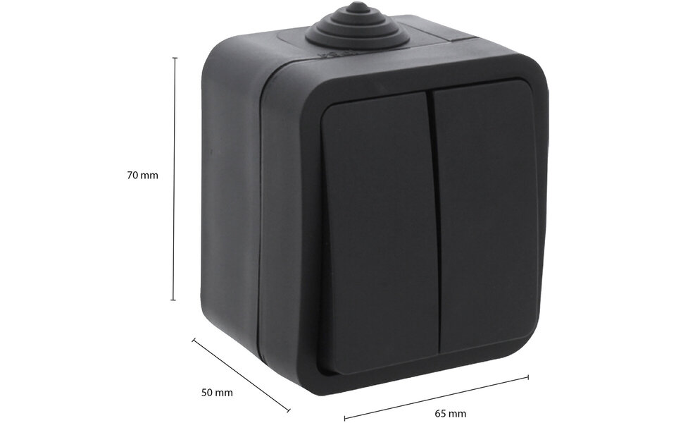 Q-LINK Q-LINK Dubbele Serieschakelaar 2-knoppen Mat Zwart IP54