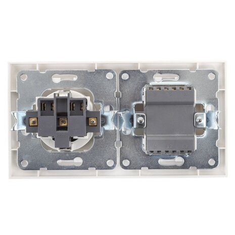 HLW LED Aigi Cika inbouw 2-knops wisselschakelaar met geaard stopcontact HLW LED Aigi Cika inbouw 2-knops wisselschakelaar met geaard stopcontact