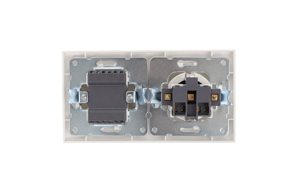 HLW LED Geaard stopcontact + wisselschakelaar 230V/16A Wit