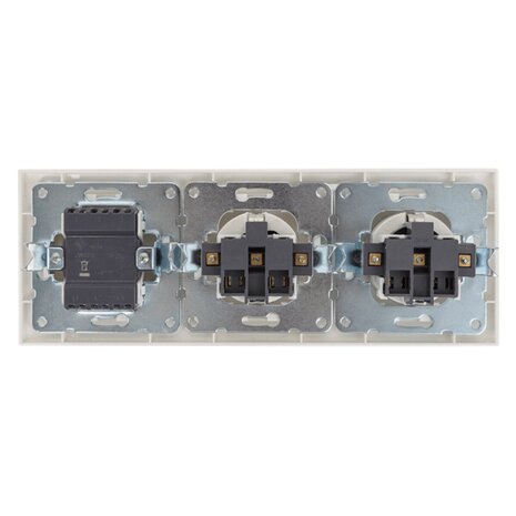 HLW LED Geaarde wandcontactdoos 2-voudig met wisselschakelaar 16A