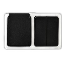 Grijs schakelmateriaal met enkel stopcontact & 2-knops wissel