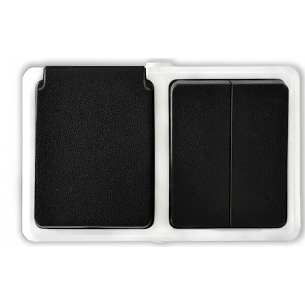 HLW LED Grijs schakelmateriaal met enkel stopcontact & 2-knops wissel