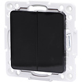 Aigi Jura wisselschakelaar 1x dubbel 2-knops, zwart LED 10A