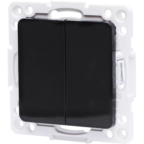 HLW LED Aigi Jura wisselschakelaar 1x dubbel 2-knops, zwart LED 10A