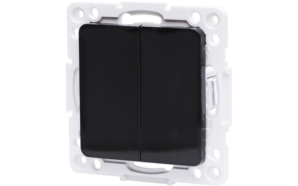 HLW LED Aigi Jura wisselschakelaar 1x dubbel 2-knops, zwart LED 10A