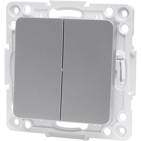 HLW LED Wisselschakelaar Aigi Jura 1x dubbel zilver 250V 10A