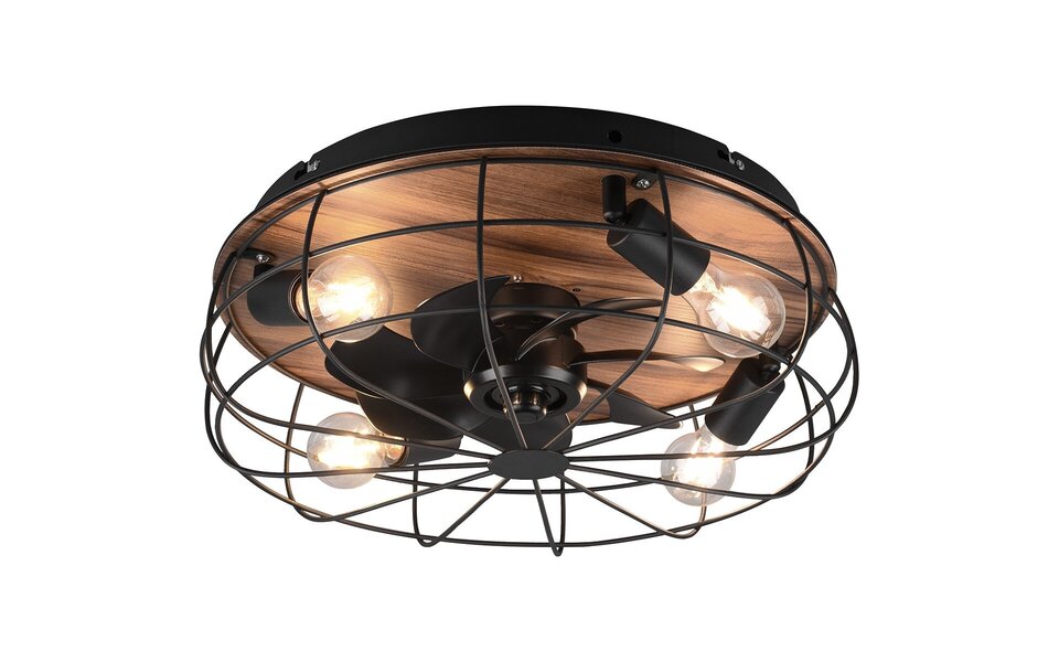 HLW LED LED plafondventilator mat zwart Ø48cm E27 afstandsbediening