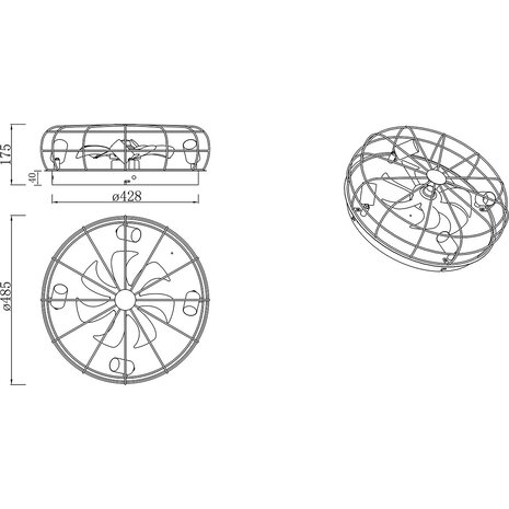 HLW LED Moderne LED plafondlamp met ventilator - mat zwart