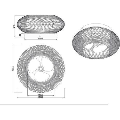 HLW LED Trion Lari LED plafondventilator 4x E27, afstandsbediening