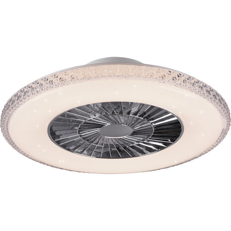 HLW LED Ronde LED plafondlamp ventilator 60 cm mat chroom, dimbaar