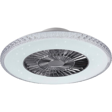 HLW LED Ronde LED plafondlamp ventilator 60 cm mat chroom, dimbaar