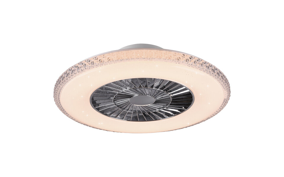 HLW LED Ronde LED plafondlamp ventilator 60 cm mat chroom, dimbaar