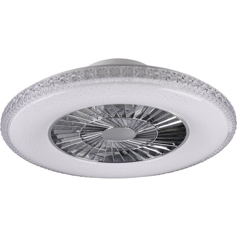 HLW LED Ronde LED plafondlamp ventilator 60 cm mat chroom, dimbaar