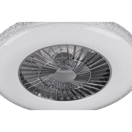 HLW LED Ronde LED plafondlamp ventilator 60 cm mat chroom, dimbaar