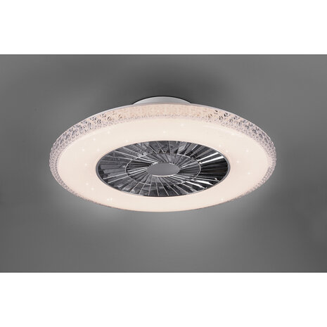 HLW LED Ronde LED plafondlamp ventilator 60 cm mat chroom, dimbaar