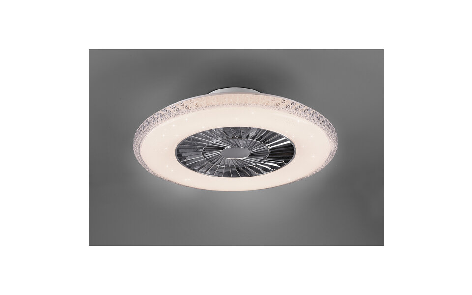 HLW LED Ronde LED plafondlamp ventilator 60 cm mat chroom, dimbaar