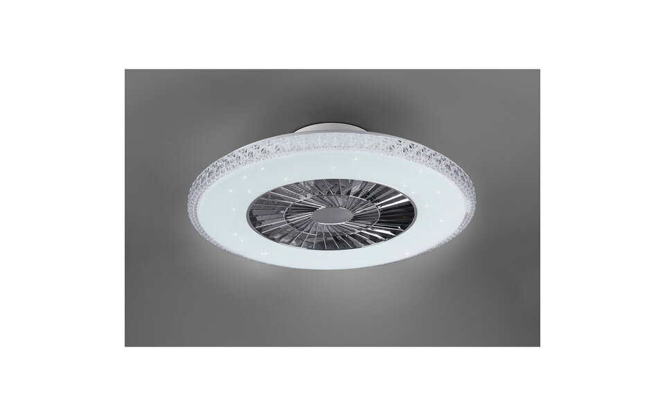 HLW LED Ronde LED plafondlamp ventilator 60 cm mat chroom, dimbaar