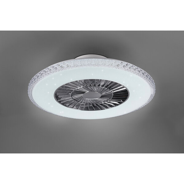 HLW LED Ronde LED plafondlamp ventilator 60 cm mat chroom, dimbaar