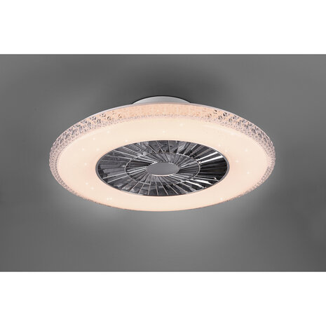 HLW LED Ronde LED plafondlamp ventilator 60 cm mat chroom, dimbaar