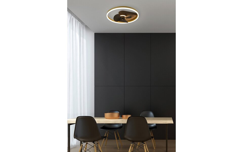 HLW LED Trion Borkino LED plafondventilator 30W dimbaar mat zwart HLW LED Trion Borkino LED plafondventilator 30W dimbaar mat zwart