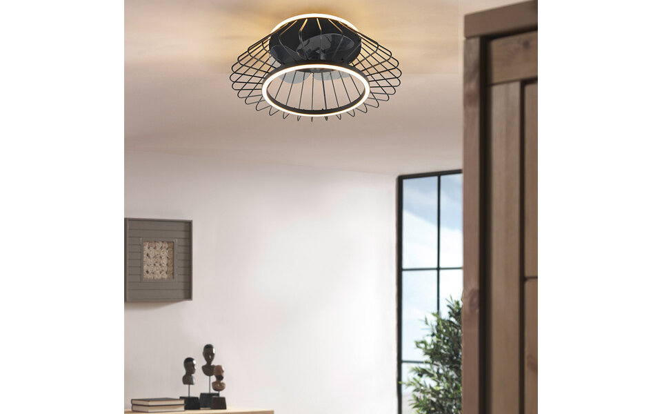 HLW LED Trion Karla 30W dimbare LED plafondventilator zwart