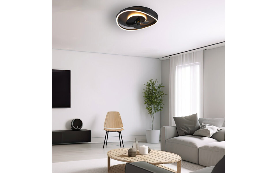 HLW LED Trion Sorti 30W LED plafondventilator mat zwart dimbaar