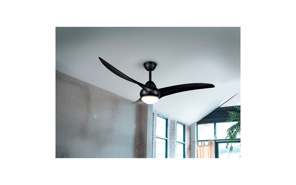 HLW LED Trion Alasin LED plafondventilator Ø115 cm zwart, dimbaar