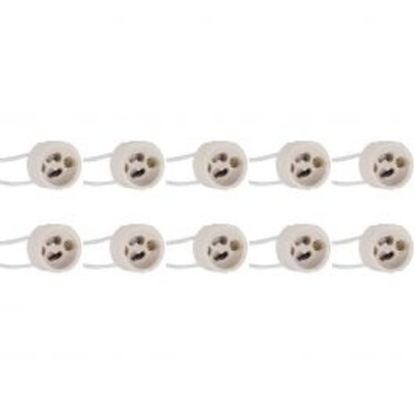 Ceramic GU10 Fitting 10 Pack - LED Accessories with 15cm Wire
