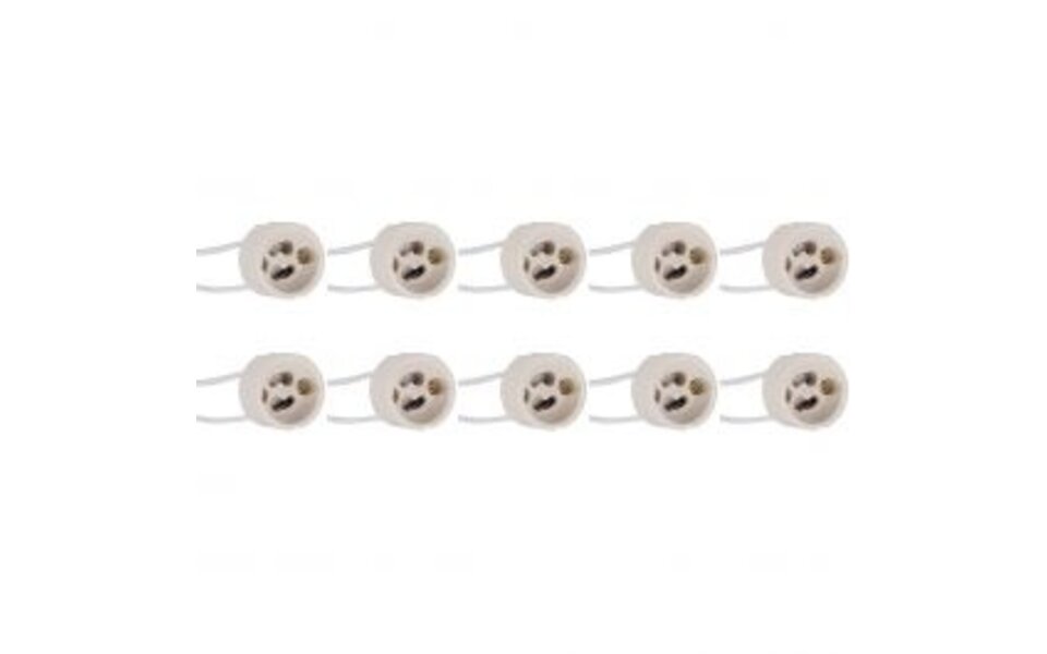 HLW LED Keramische GU10 Fitting 10 Pack - LED Toebehoren met 15cm Draad