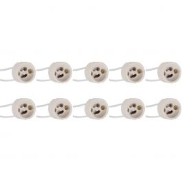 HLW LED Ceramic GU10 Fitting 10 Pack - LED Accessories with 15cm Wire