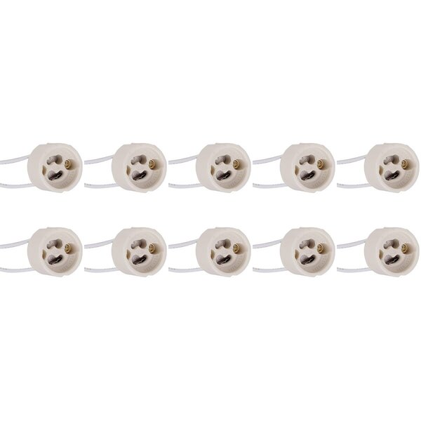 HLW LED Keramische GU10 Fitting 10 Pack - LED Toebehoren met 15cm Draad