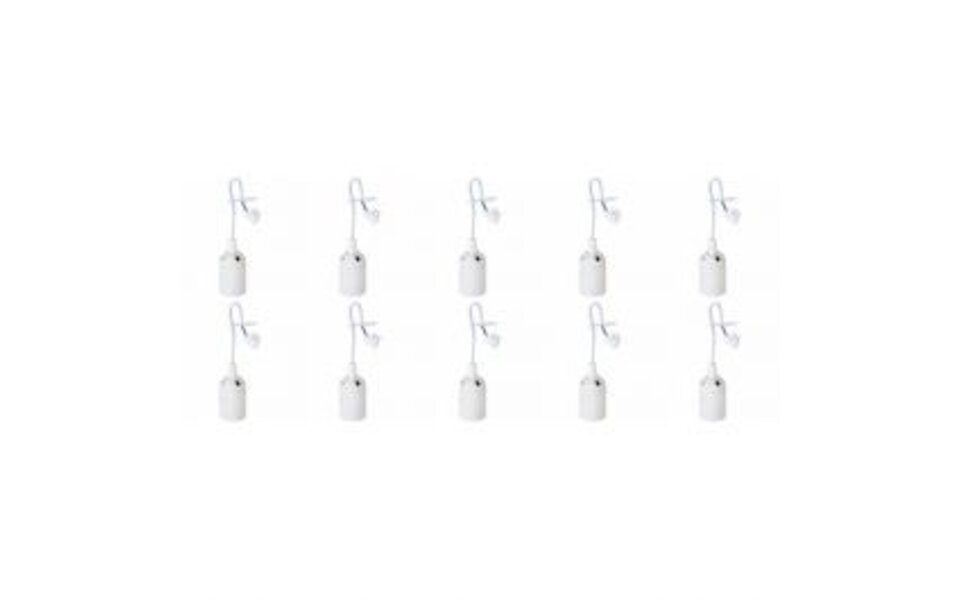 HLW LED Set of 10 Moving Fittings - E27 Fitting/Holder White with 15cm Wire HLW LED Set of 10 Moving Fittings - E27 Fitting/Holder White with 15cm Wire