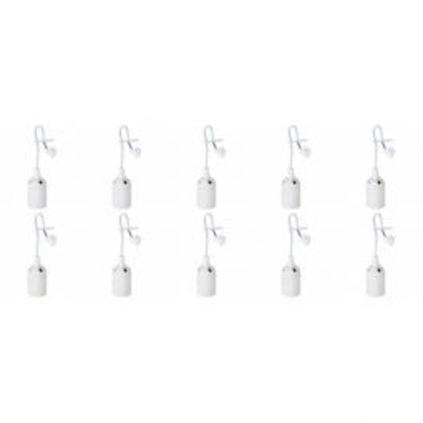 HLW LED Set of 10 Moving Fittings - E27 Fitting/Holder White with 15cm Wire