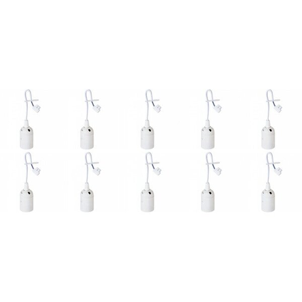 HLW LED Set van 10 Verhuisfittingen - E27 Fitting/Houder Wit met 15cm Draad