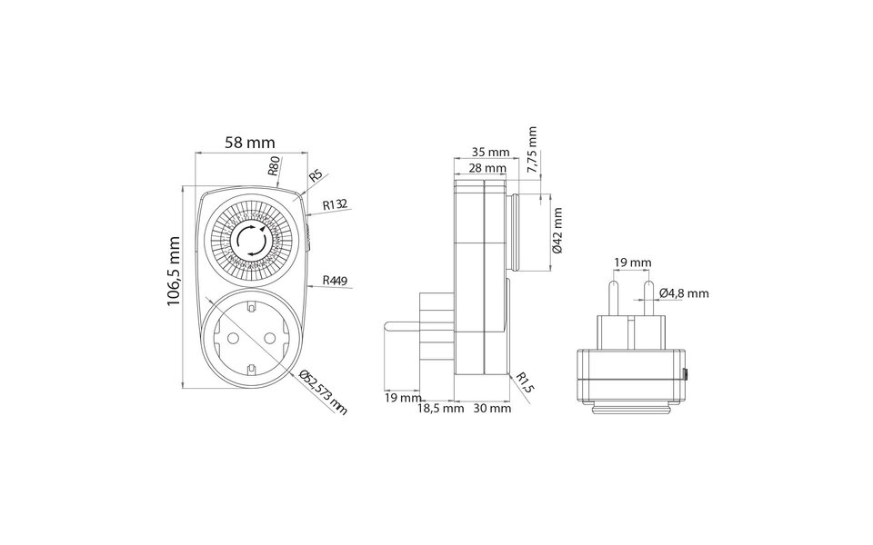 HLW LED Timer switch 3500W - Analog timer switch for LED accessories in the Netherlands