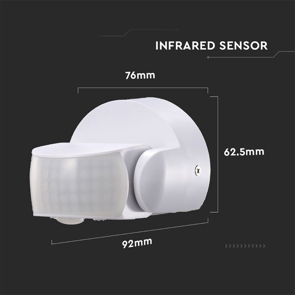 HLW LED Motion sensor Viron Ubim - Surface-mounted Round Matt White - LED accessories 180° range