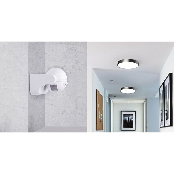 HLW LED Motion sensor Aigi Infy - Round LED accessories, 180° detection & 12m range, splash-proof