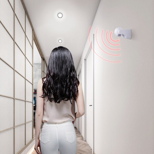 HLW LED Motion sensor Aigi Infy - Round LED accessories, 180° detection & 12m range, splash-proof