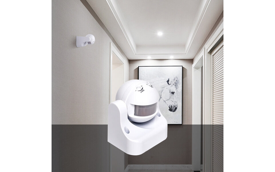 HLW LED Motion sensor Aigi Infy - Round LED accessories, 180° detection & 12m range, splash-proof