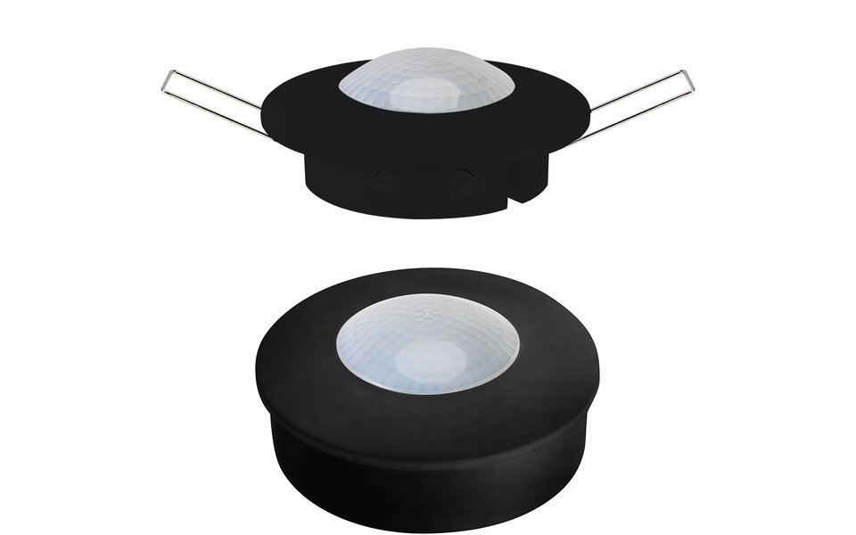 HLW LED Bewegingssensor PIR Kozolux - 300W LED, 6m bereik, 360° detectie, inbouw & opbouw, zwart