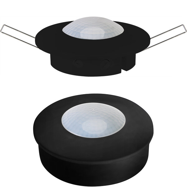 HLW LED Motion sensor PIR Kozolux - 300W LED, 6m range, 360° detection, recessed & surface mounted, black