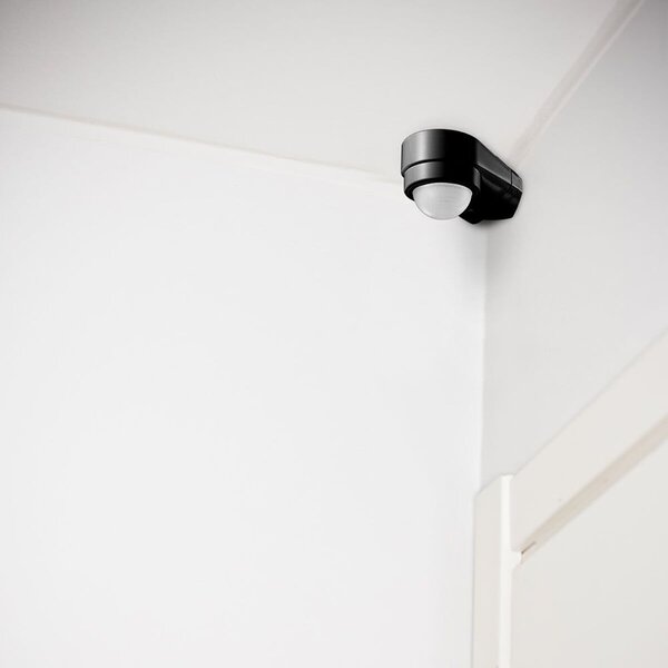 HLW LED Motion sensor Viron Muci - Surface-mounted Round Matte Black, 180° range, LED accessories