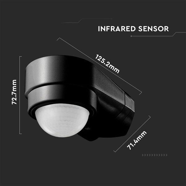 HLW LED Motion sensor Viron Muci - Surface-mounted Round Matte Black, 180° range, LED accessories