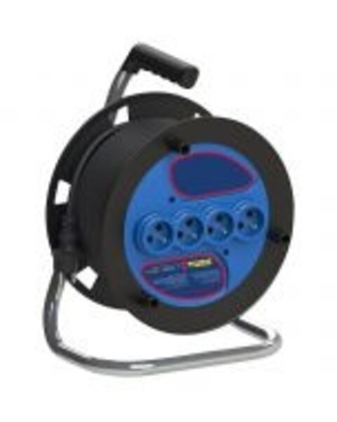 HLW LED Cable reel 20m with 4 sockets, splash-proof IP44, earth connection - Ideal for LED accessories & light cord