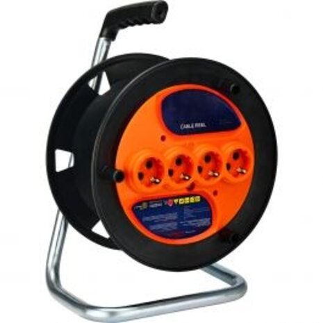 Cable reel Decon 20 meters - 4 sockets & earth connection for LED accessories and light cord