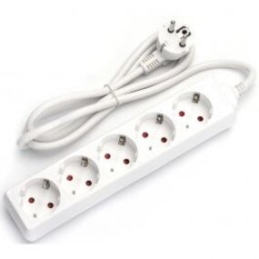 Power Strip Extension Cord 3680W - 5 Outlets - White - LED Accessories