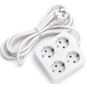 Power Strip Extension Cord 3680W - 4 Outlets - White